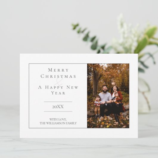 Witte Moderne Minimalistische Foto Vakantie Kaart (Staand voorkant)