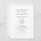 Witte moderne minimalistische fotobruiloft save the date (Achterkant)
