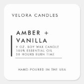 Witte Moderne Minimalistische Kaars Label Sticker (Voorkant)