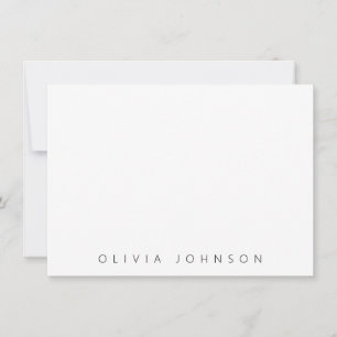 Witte Moderne Minimalistische Monogram Naam Persoo Notitiekaartje