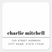 Witte, moderne, minimalistische terugkeeradressen vierkante sticker (Voorkant)