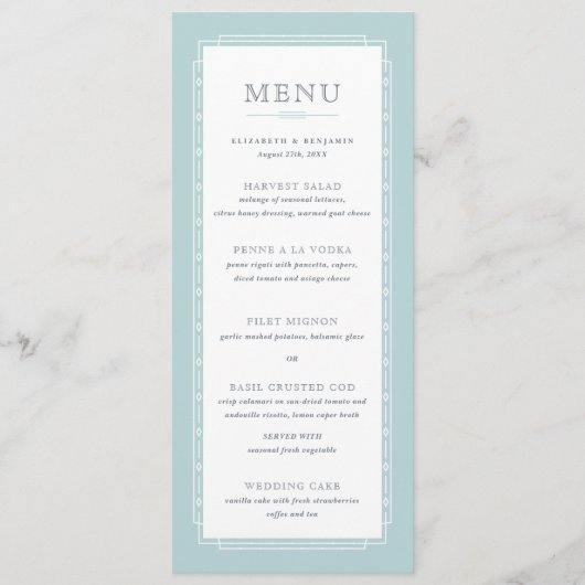 Witte Moderne  Mint Bruiloft Menu (Voorkant)
