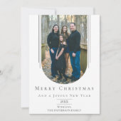 Witte moderne omgekeerde Boho Arch Holiday Photo C Feestdagenkaart (Voorkant)