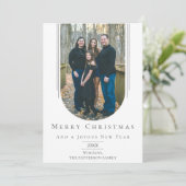 Witte moderne omgekeerde Boho Arch Holiday Photo C Feestdagenkaart (Staand voorkant)