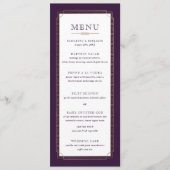 Witte moderne pruim Paarse goudfolie bruiloft Menu (Voorkant)