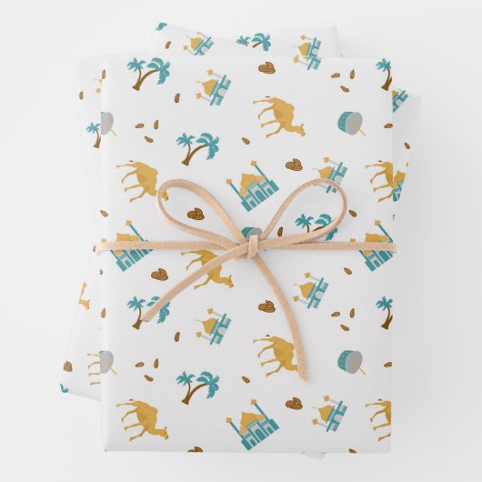 Witte Moderne Ramadan Eid Mubarak Gelukkig Eid Mos Inpakpapier Vel (In situ)