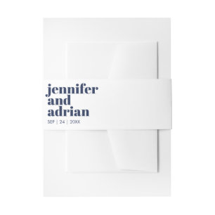 Witte moderne retro typografie aangepaste naam bru uitnodigingen wikkel
