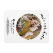 Witte Moderne Ronde Foto Save the Date Magneet (Horizontaal)