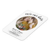 Witte Moderne Ronde Foto Save the Date Magneet (Linkerzijde)