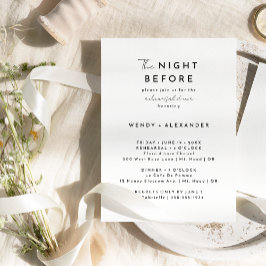 Witte moderne script avond voor repetitie diner kaart