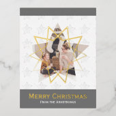 Witte Moderne Sterren Foto Folie Feestdagen Briefkaart (Voorkant)