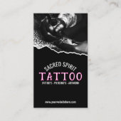 Witte Moderne Tekst 2 Foto QR Code Tattooist Visitekaartje (Voorkant)