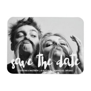 Witte Moderne Typografie Save the Date Magnet Magneet