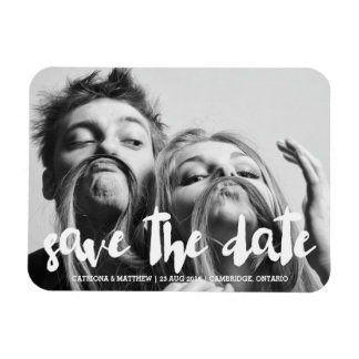 Witte Moderne Typografie Save the Date Magnet Magneet