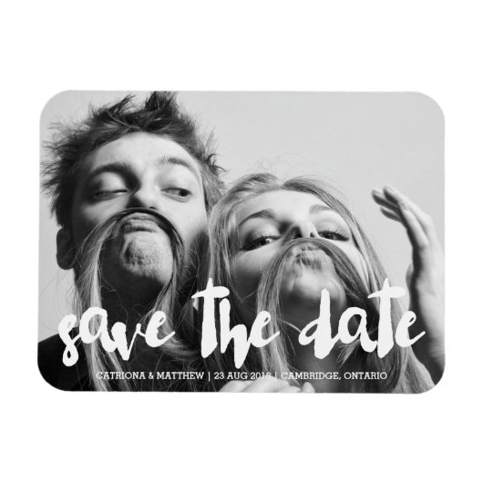 Witte Moderne Typografie Save the Date Magnet Magneet (Horizontaal)