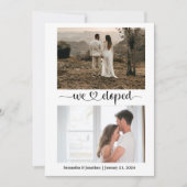 witte moderne typografie We've Eloped aankondiging (Voorkant)