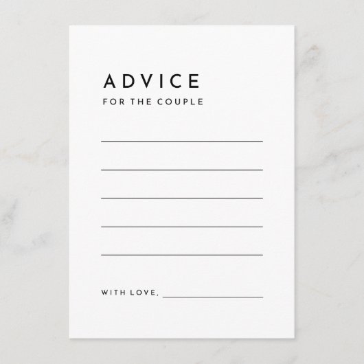 Witte Moderne Vette Bruiloft Advies Kaart (Voorkant)
