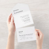 Witte Moderne Vette Bruiloft All In One Uitnodiging (Afscheurbaar)