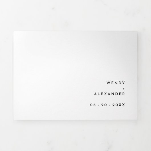 Witte Moderne Vette Bruiloft Alles in Een Drieluik Uitnodiging (Cover)