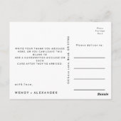Witte Moderne Vette Bruiloft Dank u Briefkaart (Achterkant)
