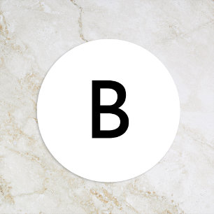 Witte Moderne Vette Bruiloft Monogram Envelop Seal Ronde Sticker