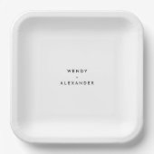 Witte Moderne Vette Bruiloft Papier Borden Papieren Bordje (Voorkant)