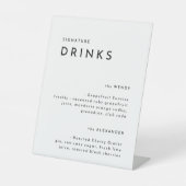 Witte Moderne Vette Bruiloft Signature Drinken Reclamebord Met Voetstuk (Voorkant)