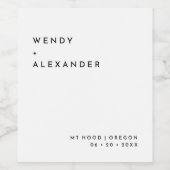 Witte Moderne Vette Bruiloft Wijn Etiket (Enkel label)