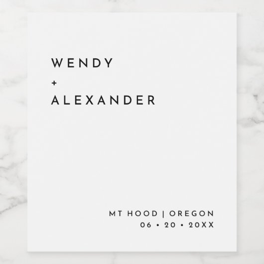 Witte Moderne Vette Bruiloft Wijn Etiket (Enkel label)