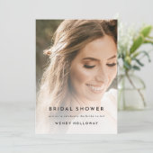 Witte Moderne Vette Foto Bruidsdouche Uitnodiging (Staand voorkant)