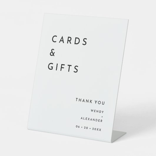 Witte Moderne Vette Huwelijkskaarten en Geschenken Reclamebord Met Voetstuk (Voorkant)