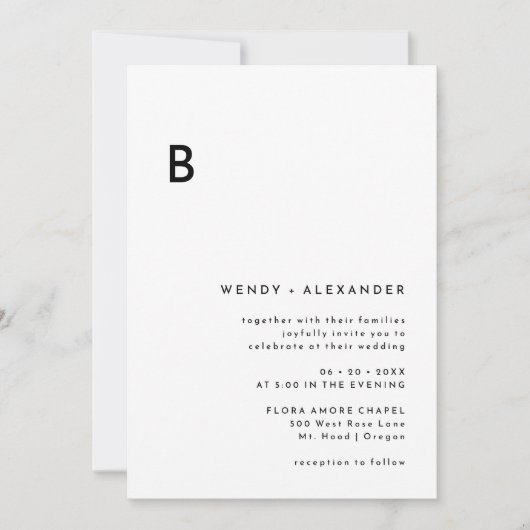 Witte Moderne Vette Monogram Foto Bruiloft Kaart (Voorkant)