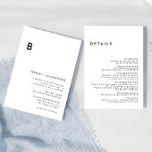 Witte Moderne Vette Monogram Huwelijksdetails en Kaart