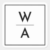 Witte Moderne Vette Monogram Kam Envelop Seal Vierkante Sticker (Voorkant)