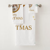 Witte Moderne Vrolijke Kerst Badkamer Handdoek Set (Insitu)