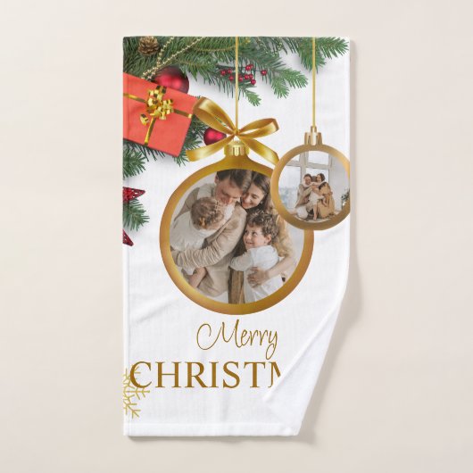 Witte Moderne Vrolijke Kerst Badkamer Handdoek Set (Handdoek)