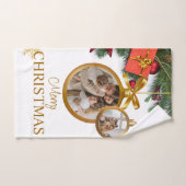 Witte Moderne Vrolijke Kerst Badkamer Handdoek Set (Handdoek)