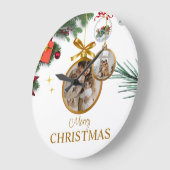 Witte Moderne Vrolijke Kerstmis 10.75"Ronde Acryl Grote Klok (Hoek)