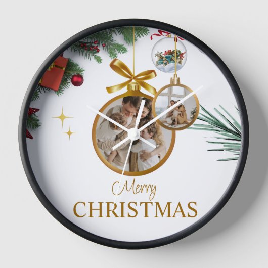 Witte Moderne Vrolijke Kerstmis 10"Ronde Zwart (Voorkant)