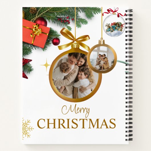 Witte Moderne Vrolijke Kerstmis 8.5"x 11"Spiraal Notitieboek (Achterkant)