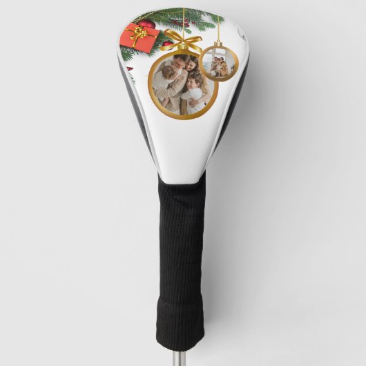 Witte Moderne Vrolijke Kerstmis Beste Driver Golfheadcover (Voorkant)