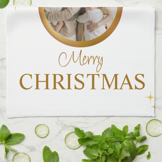 Witte Moderne Vrolijke Kerstmis Beste keukenhanddo Theedoek (Gevouwen)