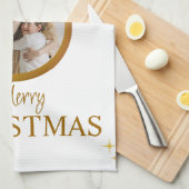 Witte Moderne Vrolijke Kerstmis Beste keukenhanddo Theedoek (Quarter Fold)