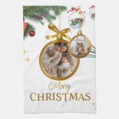 Witte Moderne Vrolijke Kerstmis Beste keukenhanddo Theedoek (Verticaal)