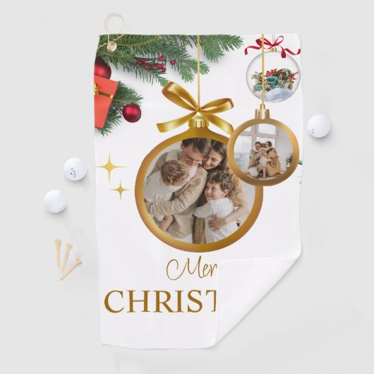 Witte Moderne Vrolijke Kerstmis Custom golf handdo Golfhanddoek (Insitu)