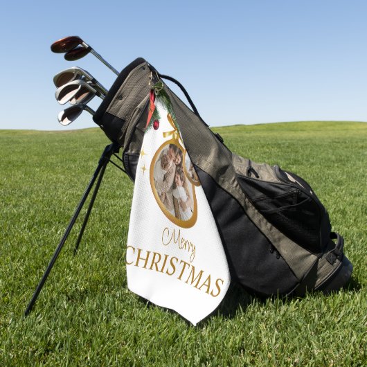 Witte Moderne Vrolijke Kerstmis Custom golf handdo Golfhanddoek (Groen)