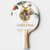 Witte Moderne Vrolijke Kerstmis Ping pong peddels Tafeltennisbatje (Achterkant)
