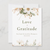 Witte Moderne Waterverf Bloemen Huwelijk Bedankkaart (Voorkant)