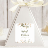 Witte Moderne Waterverf Bloemen Huwelijk Vierkante Sticker