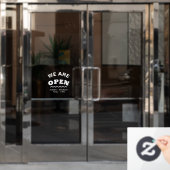 Witte Moderne We Zijn Open Raamfolie Raamsticker (Kantoordeur)
